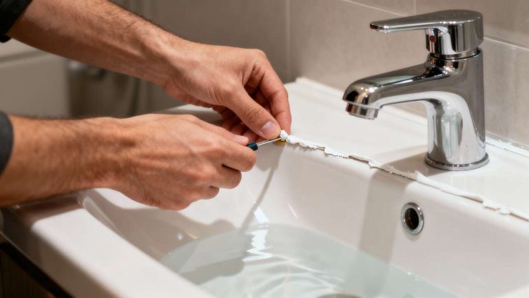 L’astuce de génie des bricoleurs pour enlever les traces de silicone autour d’un lavabo