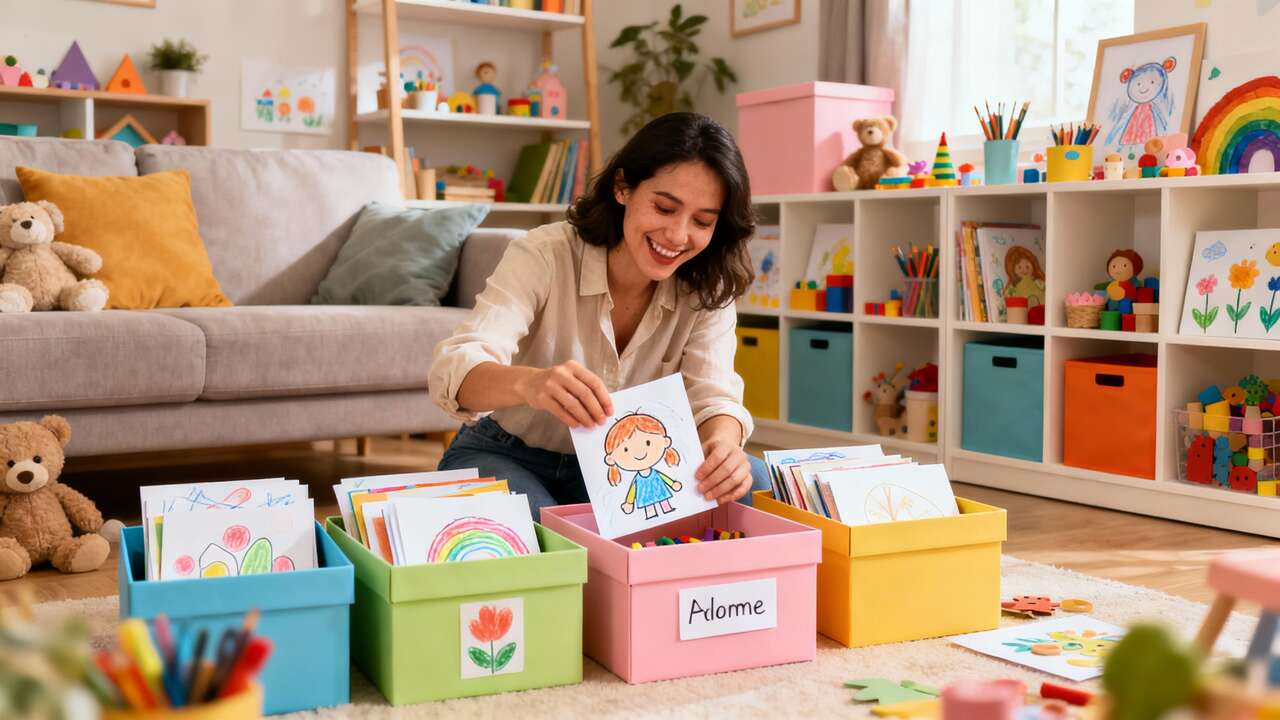 Ce que les parents organisés utilisent pour stocker les dessins et les bricolages de leurs enfants sans être envahis